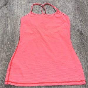 Lululemon Pink/Orange Striped Power Y Tank